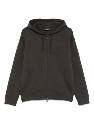 Emporio Armani logo-embossed hoodie - Black