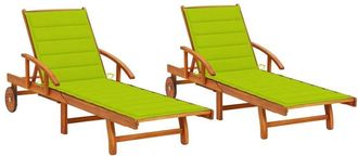 vidaXL Tumbonas Con Cojines 2 Unidades Madera Maciza De Acacia Vidaxl