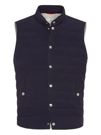Brunello Cucinelli quilted snap-fastening gilet - men - Nylon/Elastane - 3XL - Blue