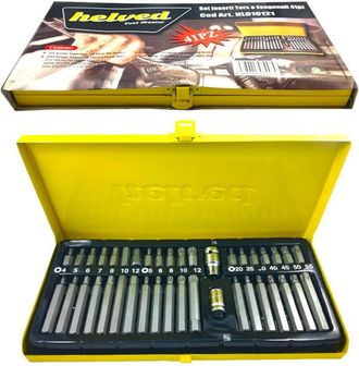 Trade Shop Trade Shop - Set Di Chiavi Inserti 41 Pezzi Torx Esagonali E Mille Righe + 2 Adattatori