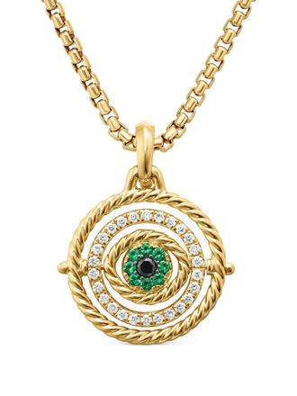 David Yurman 18kt yellow gold Evil Eye Mobile emerald and diamond amulet pendant (20.5mm) - women - Diamond - OS