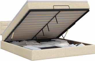 vidaXL Letto Ottomano Con Materasso Crema 140 X 200 Cm Tessuto Vidaxl