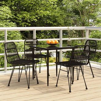 vidaXL Vidaxl - Juego De Comedor De Jard&iacute;n 5 Piezas Rat&aacute;n Sint&eacute;tico Negro