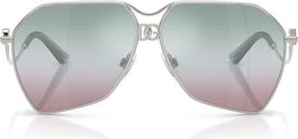 Dolce & Gabbana 62mm Gradient Pilot Sunglasses in Silver /Grad Pink Grad Green at Nordstrom