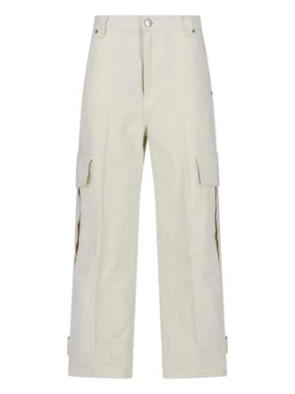 Ami White Cotton Cargo Straight-Leg Pants