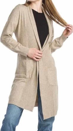 Papillon Ribbed Pointelle Cardigan In Taupe