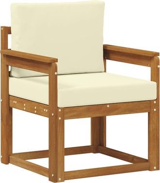 vidaXL Sof&aacute; De Exterior Madera De Acacia S&oacute;lida Y Poli&eacute;ster Natural Vidaxl