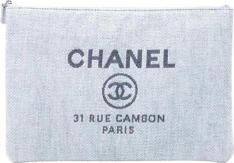 Chanel Pre-owned Canvas Clutch - Dames - Vintage Clutch - Blauw - ONE Size - Vintage