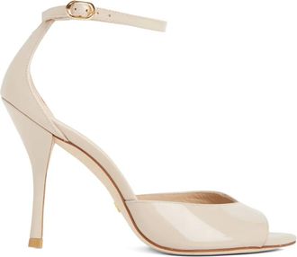 Stuart Weitzman 100mm pointed-toe stiletto sandals - women - Patent Calf Leather/Calf Leather/Calf Leather - 37 - Neutrals