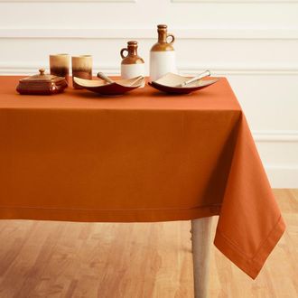Solino Home Cotton Linen Hemstitch Tablecloth for Dining Table, Holiday and Everyday Dining Table Decor in Cinnamon at Nordstrom, Size Xx-Small