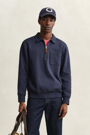 GANT Men Ponte Di Roma Half-Zip Sweatshirt (XXXL) EVENING BLUE