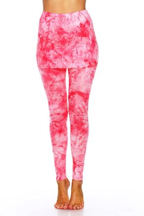 White Mark Tie Dye Skirted Leggings In Red