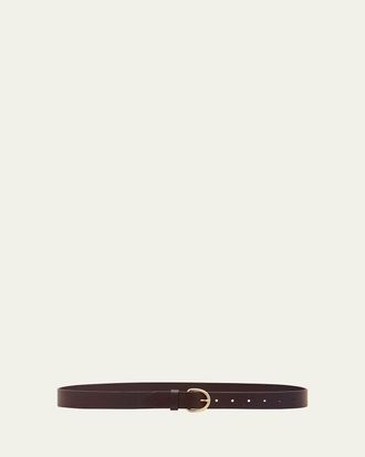 IL BISONTE Classic Calf Leather Buckle Belt
