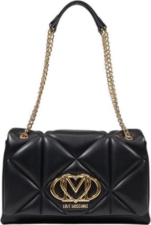 Love Moschino Zwarte Polyurethaan Medium Handtas Lente/Zomer Collectie - Dames - Schoudertassen - Zwart - ONE Size - Tassen