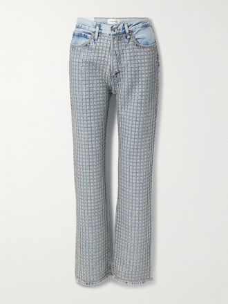 Frame Denim Jeans A Gamba Dritta E Vita Alta Con Cristalli The Showgirl - Blu