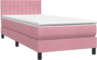 vidaXL Cama Box Spring Con Colch&oacute;n Terciopelo Rosa 90x210 Cm Vidaxl