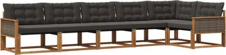 vidaXL Conjunto De Sof&aacute;s De Exterior 6 Uds. Natural Y Negro Vidaxl
