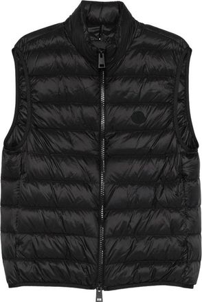Moncler Black Quilted Gilet With Zip And Logo