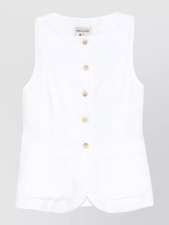Semicouture glenna linen waistcoat round neck sleeveless