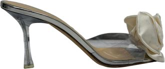 Magda Butrym Flower Plexi Slide Sandal Heels in White PVC