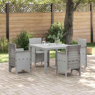 vidaXL Conjunto De Comedor De Jard&iacute;n 5 Pcs Gris Claro Ratan Polt Vidaxl