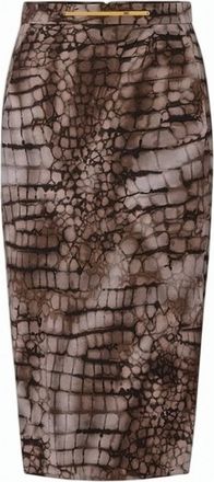 Elisabetta Franchi Alligator Print Jersey Midi Skirt
