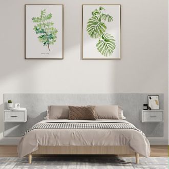 vidaXL Cabecero De Cama Y Mesitas Madera Contrachapada Gris Hormig&oacute;n Vidaxl