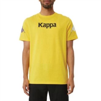 Kappa Authentic Paroo Tee Shirt In Yellow/violet-White/black