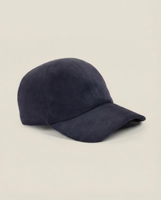 Luca Faloni Midnight Blue Leather Baseball Cap