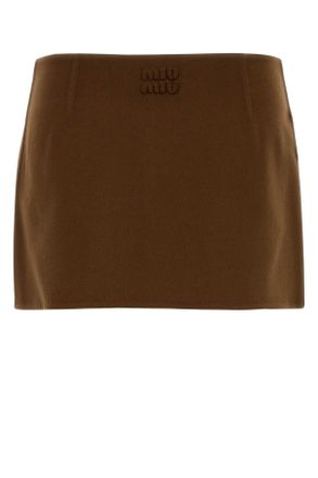 Miu Miu Womens Brown Wool Blend Mini Skirt Cognac Wswv Gonne
