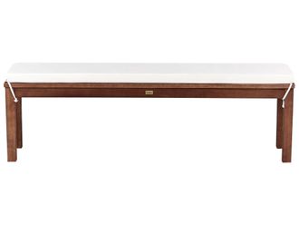 Beliani Panca Da Giardino Rustica In Legno Massello Di Acacia Con Cuscino 160 Cm Marrone Chiaro E Bianco Sporco Per Interni Ed Esterni Tuscania