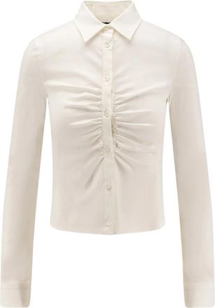 Balenciaga Cotton Shirt - Dames - Overhemden - Wit - 3XS - Katoen - Overhemden