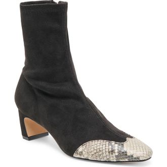 Dolce Vita Anika Block Heel Bootie in Onyx Multi Suede/snake Emboss at Nordstrom Rack, Size 8.5