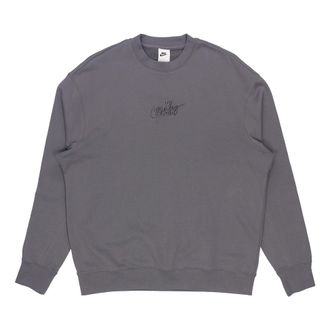 Nike Mens Nike Logo Embroidered Loose Round Neck Gray DR7836-068