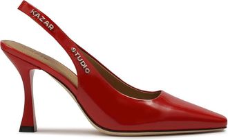 Kazar Rode slingback pumps met een bekerhak - Dames - Sandalen met hakken - Rood - 37 EU - Leer - Schoenen