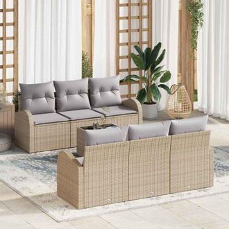 vidaXL Vidaxl - Conjunto De Sof&aacute; De Jard&iacute;n 7 Pcs Beige 55 X 55 X 37 Cm