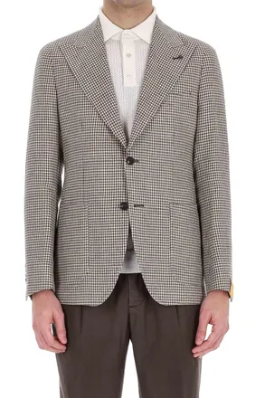 Tagliatore Pied-De-Poule Linen-Cotton Jacket Pino Lerario Line