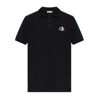 Moncler Polo Shirts, male, Blue, Size: XL Polo Shirt with Logo Patch