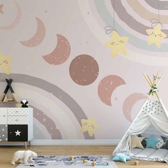 OEM Sfondo Fotografico: Fasi Lunari Tra Stelle E Arcobaleno