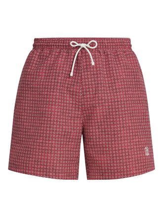 Brunello Cucinelli flower-print swim shorts - Rood