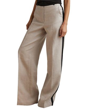 Reiss Luella Wide Leg Side Stripe Linen Trouser