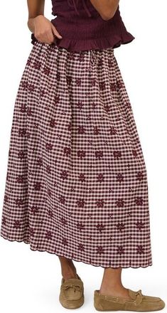 Nobody's Child Naples Cotton Blend Midi Skirt in Red at Nordstrom, Size 12