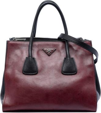 Prada Pre-owned Prada Bicolor Glace Calf Twin Pocket Double Handle Satchel Ladies EVS68SSSD2ZWYGCT