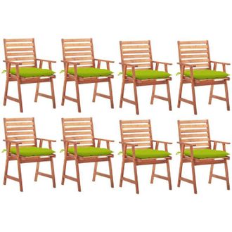 vidaXL Vidaxl - Sillas Comedor De Jard&iacute;n Y Cojines 8 Uds Madera Maciza Acacia