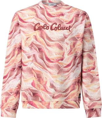 Carlo Colucci Sweatshirt met print en logo patch - Heren - Sweatshirts - Veelkleurig - L - Katoen - Hoodies & sweatvesten