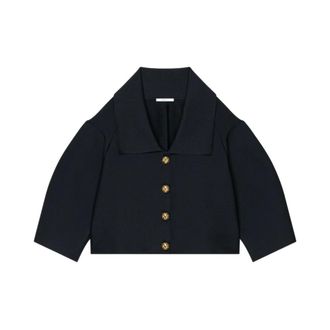 Givenchy Kort cocoon-jack van compact breisel - Dames - Jassen - Zwart - Maat: S Viscose
