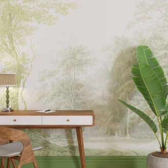 Superfresco Easy Stately Woodland Sage Print To Order 3m x 2.8m Mural in Green