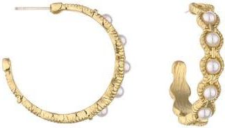 Ettika Faux Pearl Studded Hoop Earrings in Gold at Nordstrom Rack