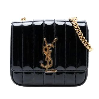 Saint Laurent Pre-owned Vicky Crossbody Tas - Dames - Pre-owned - Zwart - Maat: ONE Size Leer