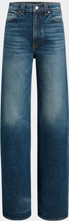 Khaite Dane Washed Denim Wide-Leg Jeans